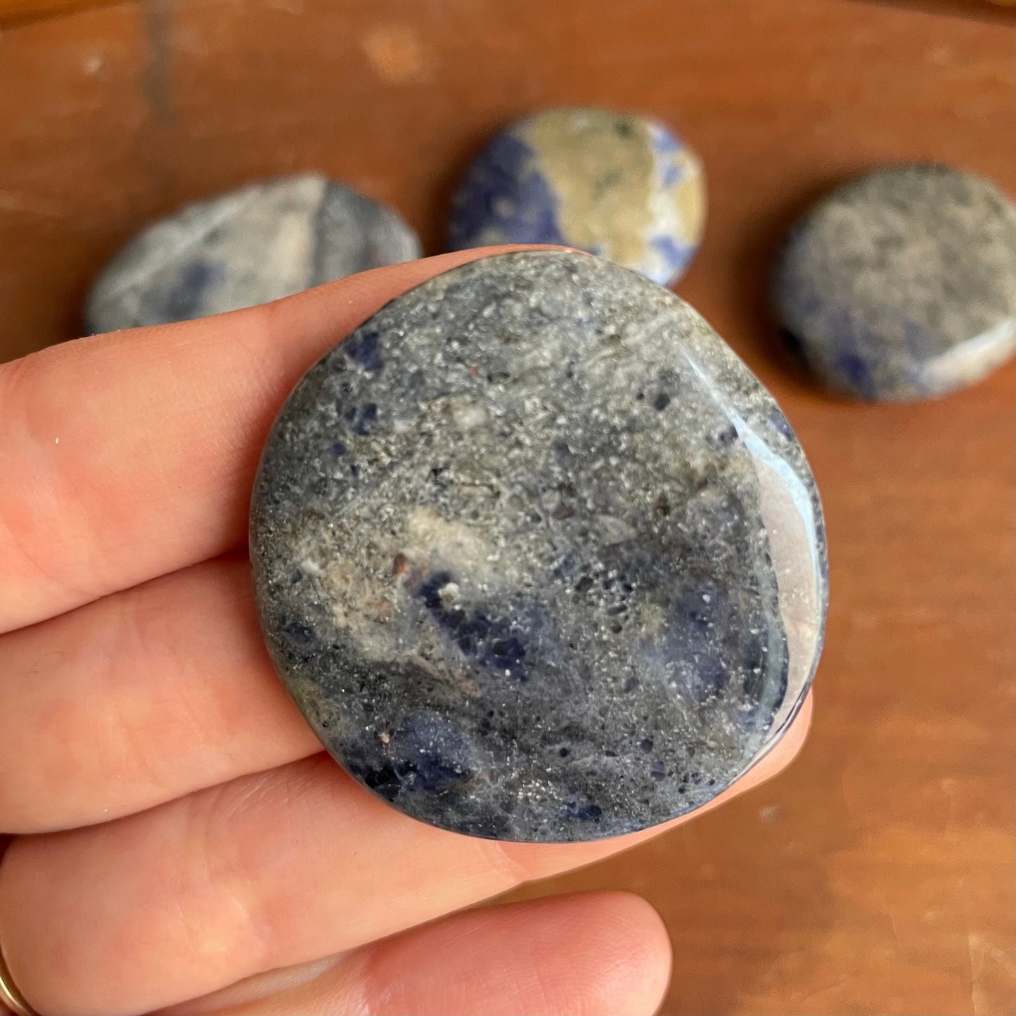 Beautiful Blue Gray Sodalite Palm Stone for Spiritual Clarity