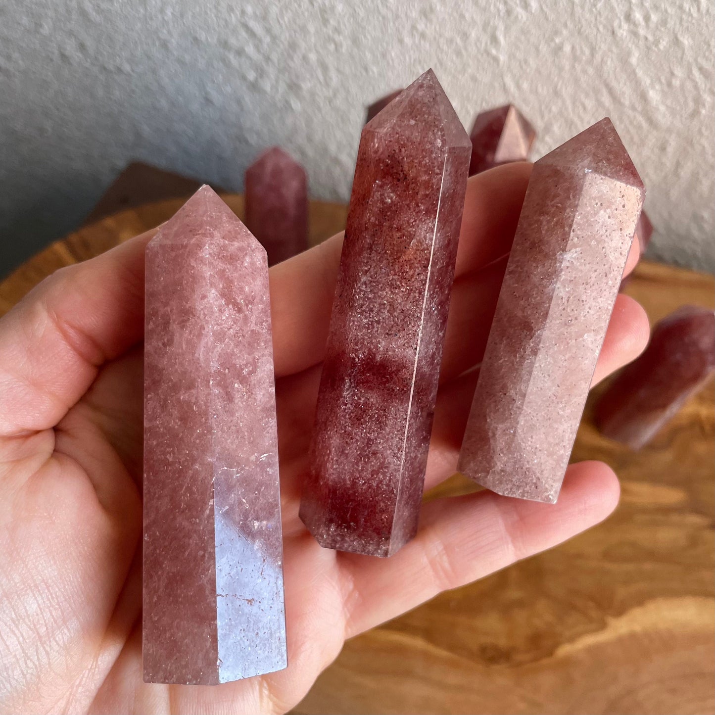 Elevate your space with the ethereal beauty of our Strawberry Quartz Tower – a love-infused masterpiece!